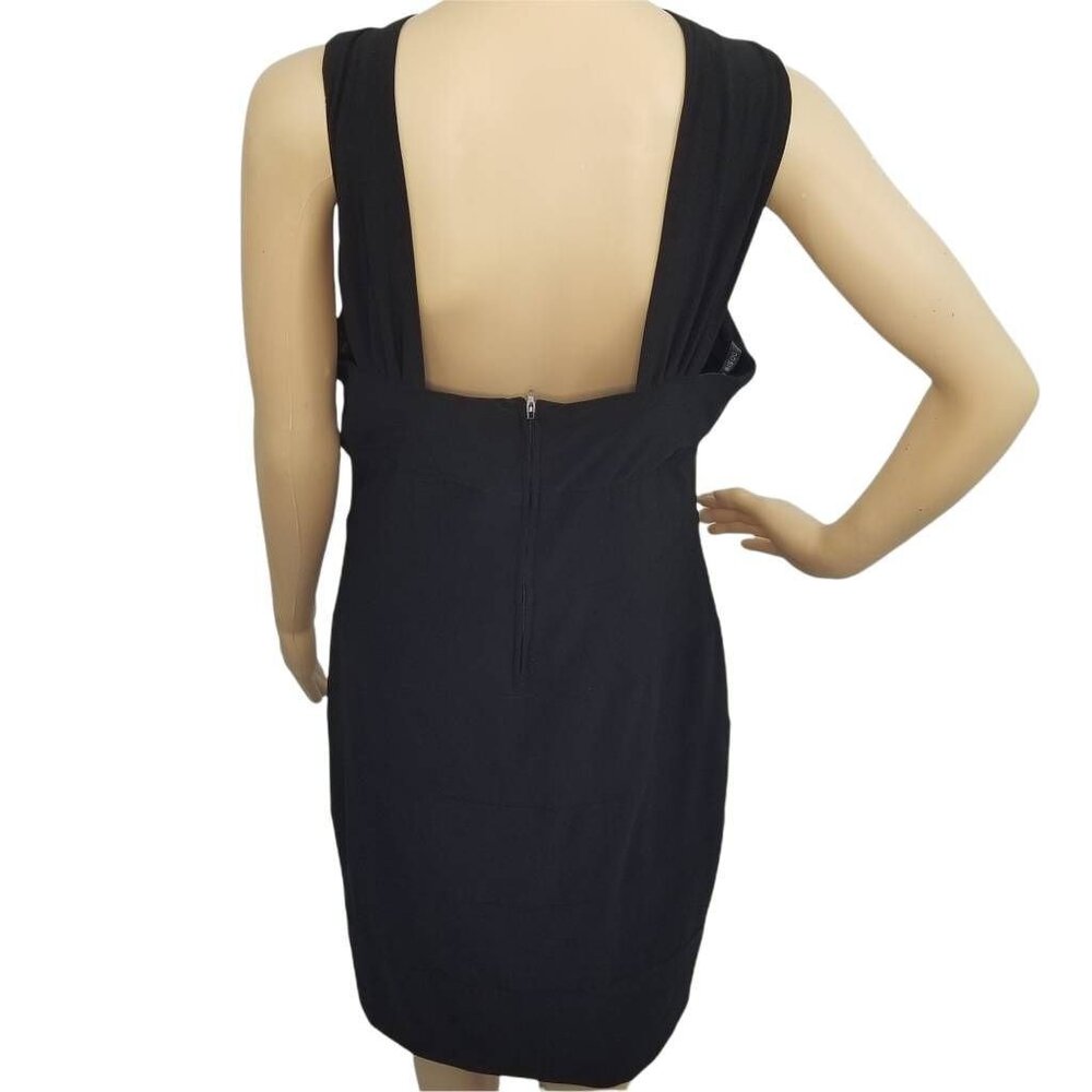 Bisou Bisou Dress Womens 14 Black Sheath‎ Stretch V Neck Sleeveless Zip - Picture 2 of 12